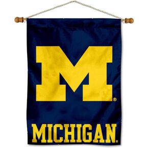 College Flags & Banners Co. Michigan Team University Wolverines Banner with Hanging Pole