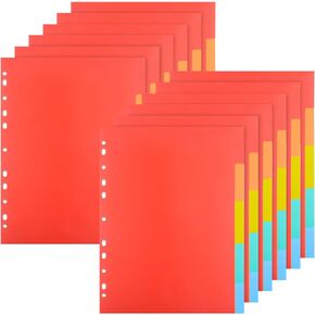 Ctosree 12 Sets Plastic 3 Ring Binder Dividers with Tabs Write Erase Tab Dividers for 3 Ring Binder with Insertable Tab, Pastel Brights