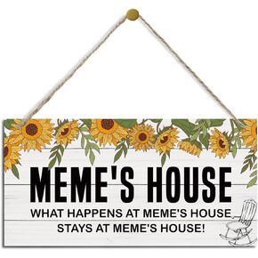 Rustic Mamaw's House Decor Sign, Sunflower Sign, Hanging Decorative Wood Plaque, Printed Wood Art Wall Decor, What Happens at Mamaw's House, Stays at Mamaw's House Sign, Gift for Grandma 12x6in