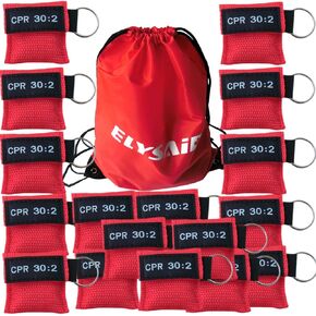 100Pcs/Pack CPR Barrier with Key Ring CPR Face Shield With One Way Valve for AED Training Mouth to Mouth First Aid Red Pouch Logo CPR 30:2
