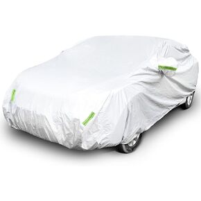 Universal Car Cover 190T Full Waterproof Breathable Scratch Rain Snow Heat Resistant with Mirror Pocket & Reflective Strips (for Sedan 137 to 157 inch)