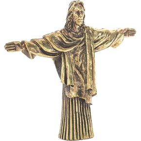 Jesus Christ The Redeemer - Small Brass Statue of Jesus - Reminder of Faith, Talisman for Your car Dash or Work Space