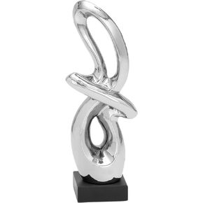 Deco 79 Modern Ceramic Abstract Sculpture, 7" L x 4" W x 18" H, Silver (Pack of 6)