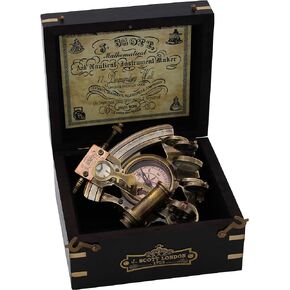 Handmade Astrolabe Brass Sextant inbuild Compass with Hardwood Box.