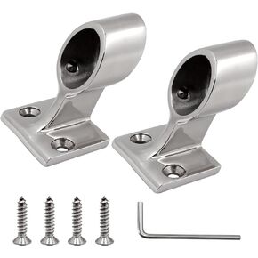 SHENGHUI 2 Pack Boat Hand Rail Fitting Front/Center/End Bracket Stanchion Pipe/Tube Marine Hardware 316 Stainless Steel with Screws