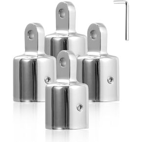 4 PCS Bimini Top Caps Tube,Stainless Steel 316 Boat Hardware Bimini Top Canopy Fits 7/8" and1,Bimini Top Eye Cap End Fitting with L Shape Hex Key