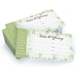 Whaline Church Offering Envelopes Greenery Tithes & Offerings Envelopes Classic Tithe Donation Envelopes My Offering Bill Size Envelope Checks and Cash Envelopes for Church Donations, 200 Count