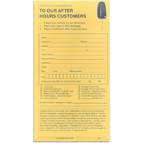 Key Drop Off Envelopes for After Hours | Auto Shop Repair/Service Drop Box Overnight Envelopes | 3.5" x 6.5" (100)