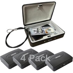 صندوق قفل أمان محمول من SEPOX® Twins مصنوع من الفولاذ، خزانة تخزين شخصية آمنة للسفر للأشياء الصغيرة، مع كابل بطول 3 أقدام وقفل مجموعة قابل لإعادة الضبط للسكن والسيارة والرياضة والمكتب ومقاوم للماء in Kuwait