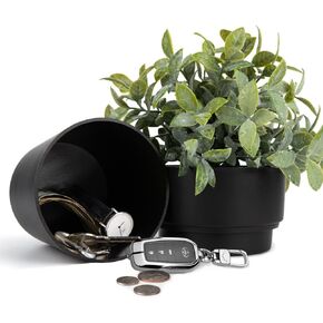 Flower Pot With Hidden Safe & Secret Compartment,Secret Stash Key Hider,Hide a Key Secret Safe (Black 1)