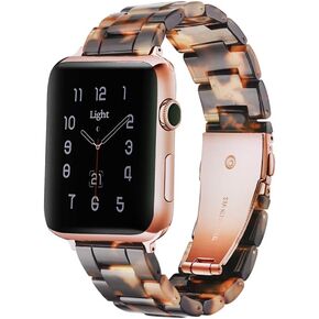 Light Apple Watch Band-Fashion Resin iWatch Bands Bracelet Compatible with Stainless Steel Buckle for Apple Watch Ultra 2 1 Series 9 Series 8 7 Series 6 Series SE Series 5 Series 4 Series 3 Series 2 1