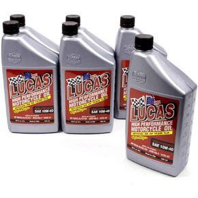 Lucas Oil 10710 High Performance Semi-Synthetic SAE 10W-40 Motorcycle Oil - 1 Quart (Pack of 6)
