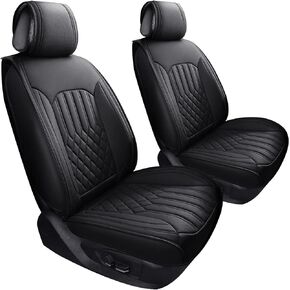 أغطية مقاعد Tomatoman تناسب معظم السيارات، شاحنة Mazda Frontier 4runner Sentra Jetta، جلد غير قابل للانزلاق، مجموعة كاملة، أسود-رمادي