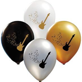 Party Zone Guitar Balloons (16 Pieces) for Party of Rock Star Birthday, Guitar Party Décor, Electric Guitar Latex Balloons - 12" Latex for Birthday Parties or any Event - Use Air, Helium Party Décor