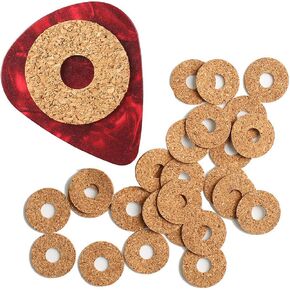 20PCS Guitar Pick Grip Non-slip Sticked Cork Guitar Picks Self-Adhesive Round Guitar Grips for Guitars Picks Stop Dropping