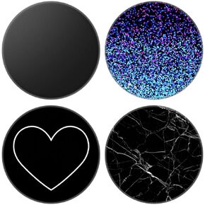 Multi-Function Cell Phone Stand, Blue Black Marble Heart Expanding Stand Grip for Smartphones and Tablets (4 Pack)