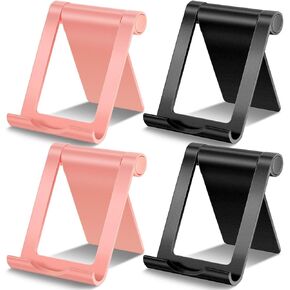 Frienda 4 Pieces Cell Phone Stand Foldable Phone Holder Multi-Angle Universal Mobile Phone Stand Portable Smartphone Dock Compatible with Most Cell Phone and Tablet for Desk (Black)