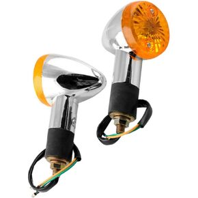 2 Pack Motorcycle Front Rear turn Signal Blinker Indicator Light Replacement for Honda Yamaha Kawasaki Suzuki Amber Chrome, Does not apply