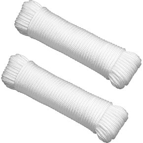Gardzen 72' x φ1/4" White Polypropylene Rope Sollid Braided Poly Rope Rope - for Mutiple Usages, Flagline, Clothesline, Camping Tent, Canoes, Tree Work, Knot and Tie(72' per Rope)