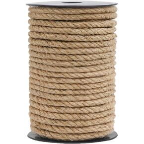 Jute Twine Rope 6mm 90Feet Natural Jute Rope Twine String Hessian Rope Cord Craft for Industrial, Packaging, Arts Crafts, Decoration, Gardening 1080inch