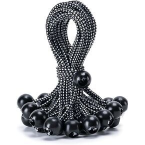 28Pack Ball Bungee Cord, 9 Inch Heavy Duty Bungie Cord Balls Canopy Tarp Tie Down Bungee Balls for Camping, Tents, Cargo,Holding Wire and Hoses, Patio Umbrellas, Awning (Black/White)