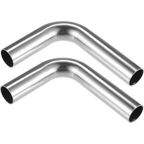 2 Pcs Bend Elbow Pipe Tube, 0.75" OD 4" 3.15" Leg 90 Degree DIY Exhaust Pipe Intercooler Air Intake Tube Universal for Car Automotive Durable 304 Stainless Steel Silver Tone