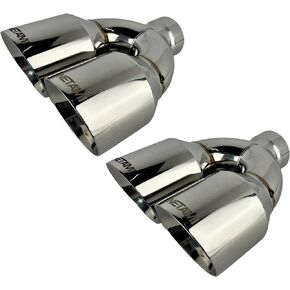 NETAMI 2.5 inch Inlet to 4 inch Quad Staggered Exhaust Tip Stainless Steel Dual Wall Chrome Polished 2 Pack