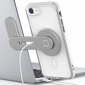 GALVANOX MagSafe Desktop/Laptop Charger Stand - Magnetic Wireless Charging for iPhone 12/13/14 (15W) Desktop Computer Phone Holder Mount (Aluminum Silver)