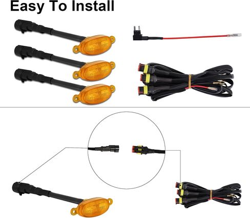 Front Grille Lights 3PCS 4LED Amber Marker Light Fit For 2010-2014 Ford F150 Raptor, 2017-2022 Ford F150 Raptor Factory Grilles, Grill Decorative LED Accessories (Not For Aftermarket) in Saudi Arabia