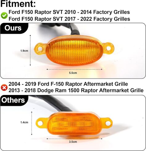 Front Grille Lights 3PCS 4LED Amber Marker Light Fit For 2010-2014 Ford F150 Raptor, 2017-2022 Ford F150 Raptor Factory Grilles, Grill Decorative LED Accessories (Not For Aftermarket) in Saudi Arabia