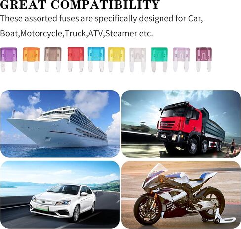 مجموعة متنوعة من 145 قطعة من صمامات السيارة، صمامات السيارات من نوع الشفرة، صمامات السيارات - صغيرة (3A 5A 7.5A 10A 15A 20A 25A 30A 35A 40A) للسيارة/SUV/RV/الشاحنة/السيارات/الدراجات النارية/القارب in Kuwait