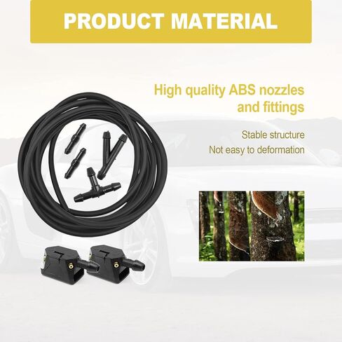 7 in 1 Windshield Washer Nozzle Kit with 4M Washer Fluid Hose and 4 Pcs Hose Connectors, 8mm Universal 4 Holes Arm Mounted Washer Nozzles, Suitable for Most Windshield Washer Nozzle Installation in Saudi Arabia