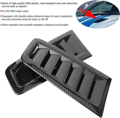 hood vents for cars - Qiilu 2 pcs Car Bonnet Vents, Universal Bonnet Air Vents Engine Hood Car Exterior Parts Fit for Focus RS MK2 Style(Carbon Fiber Color) in Saudi Arabia