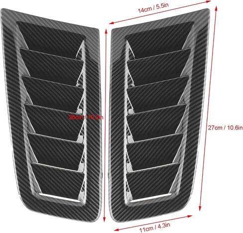 hood vents for cars - Qiilu 2 pcs Car Bonnet Vents, Universal Bonnet Air Vents Engine Hood Car Exterior Parts Fit for Focus RS MK2 Style(Carbon Fiber Color) in Saudi Arabia