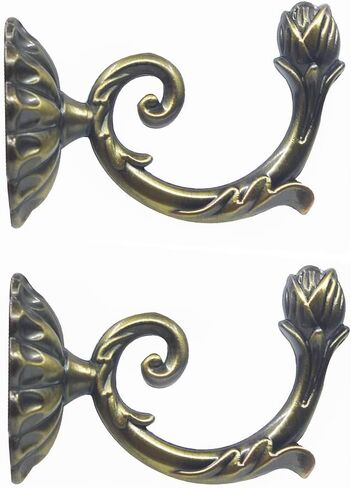 Ailejia 1Pair Curtain Holdbacks Metal Wall Mounted Curtain Tiebacks Solid Color Simplicity European Crown Hook Design Curtain Holdbacks (bronze) in Saudi Arabia