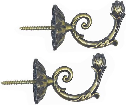 Ailejia 1Pair Curtain Holdbacks Metal Wall Mounted Curtain Tiebacks Solid Color Simplicity European Crown Hook Design Curtain Holdbacks (bronze) in Saudi Arabia