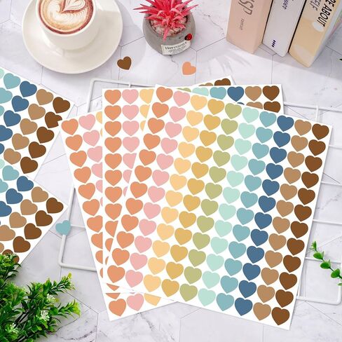 Whaline 2400Pcs Boho Heart Mini Sticker 10 Colors Paper Decals Colorful Self-Adhesive Sticker Labels for Classroom Envelopes Seals Scrapbook Gifts DIY Supplies, 0.75 in in Kuwait