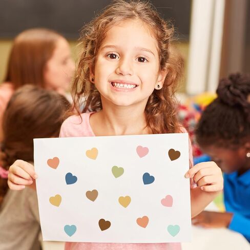 Whaline 2400Pcs Boho Heart Mini Sticker 10 Colors Paper Decals Colorful Self-Adhesive Sticker Labels for Classroom Envelopes Seals Scrapbook Gifts DIY Supplies, 0.75 in in Kuwait