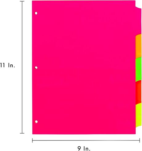 Pukka Pad, 5 Dividers, Binder Notebook File Page Separators, 5 Packs of 5 Tab Set, 8 ½ x 11 in. Neon Colors in Saudi Arabia