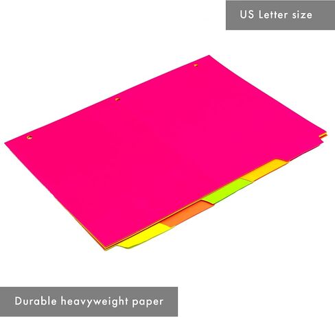 Pukka Pad, 5 Dividers, Binder Notebook File Page Separators, 5 Packs of 5 Tab Set, 8 ½ x 11 in. Neon Colors in Saudi Arabia