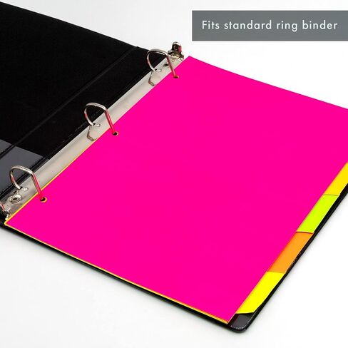Pukka Pad, 5 Dividers, Binder Notebook File Page Separators, 5 Packs of 5 Tab Set, 8 ½ x 11 in. Neon Colors in Saudi Arabia