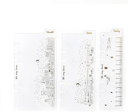 فواصل الموثق مع فواصل التبويب 6 حلقات فواصل الموثق 3 قطع من رقائق الذهب الشفاف مقسم A6 فواصل مؤشر الموثق المعدني البلاستيكي مسطرة قابلة للإدراج علامات تبويب الصفحة in Kuwait