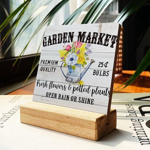 Country Garden Market Wooden Plaque Sign Desk Decor Rustic Summer Floral Desk Sign Decor for Home Garden Farmhouse 4 x 4 Inches in Saudi Arabia