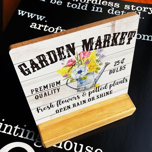 Country Garden Market Wooden Plaque Sign Desk Decor Rustic Summer Floral Desk Sign Decor for Home Garden Farmhouse 4 x 4 Inches in Saudi Arabia