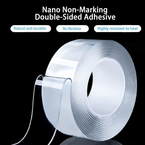 شريط مزدوج الجوانب للجدران، شريط تثبيت قابل للإزالة وشديد التحمل - لاصق قوي، قابل للغسل وقابل لإعادة الاستخدام - شريط حائط لتزيين السجاد بالصور - بكرة شريط 6.56 قدم، 1.18 بوصة in Kuwait