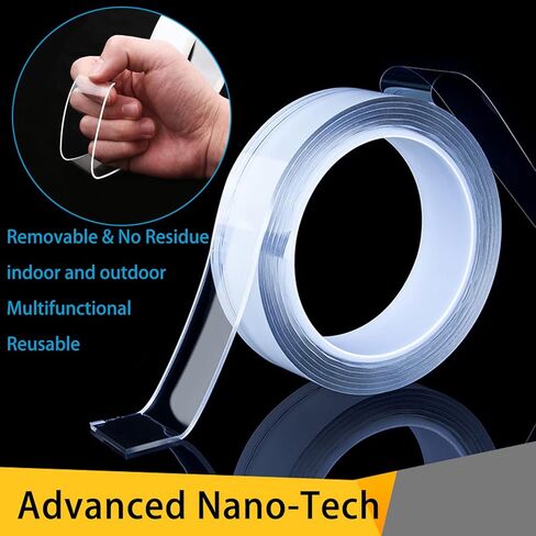 شريط مزدوج الجوانب للجدران، شريط تثبيت قابل للإزالة وشديد التحمل - لاصق قوي، قابل للغسل وقابل لإعادة الاستخدام - شريط حائط لتزيين السجاد بالصور - بكرة شريط 6.56 قدم، 1.18 بوصة in Kuwait