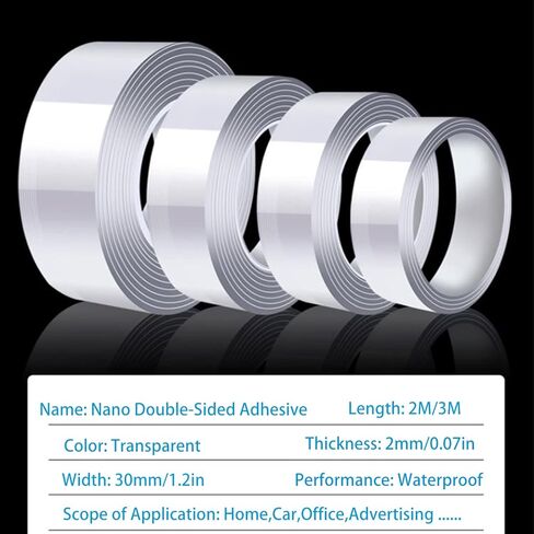 شريط مزدوج الجوانب للجدران، شريط تثبيت قابل للإزالة وشديد التحمل - لاصق قوي، قابل للغسل وقابل لإعادة الاستخدام - شريط حائط لتزيين السجاد بالصور - بكرة شريط 6.56 قدم، 1.18 بوصة in Kuwait