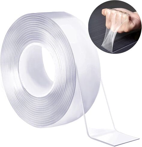 شريط مزدوج الجوانب للجدران، شريط تثبيت قابل للإزالة وشديد التحمل - لاصق قوي، قابل للغسل وقابل لإعادة الاستخدام - شريط حائط لتزيين السجاد بالصور - بكرة شريط 6.56 قدم، 1.18 بوصة in Kuwait