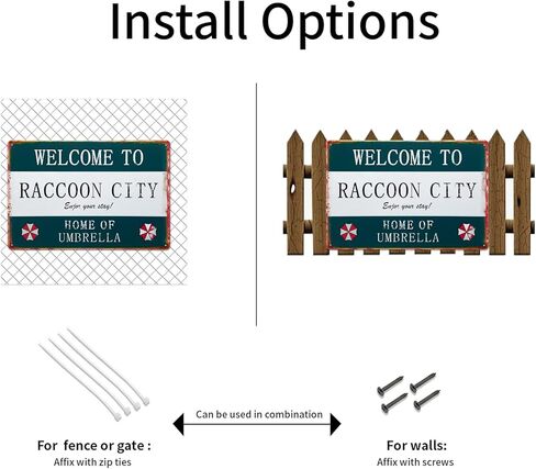 لافتة معدنية من القصدير شخصية ريترو مقيم مرحبًا بكم في مدينة الراكون، لافتة مظلة للمنزل، لافتة حديد من المواد المنزلية، علامة تزيين معدنية أنيقة، 12 * 8 بوصة in Kuwait