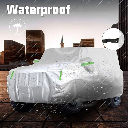 غطاء سيارة D-Lumina RAV-4 متوافق مع 2019 2020 2021 2022 2023 2024 Toyota RAV4-600D قماش أكسفورد، مع باب بسحاب مقاوم للماء في جميع الأحوال الجوية الخارجية والداخلية، أغطية كاملة للسيارات، فضي وأخضر in Saudi Arabia